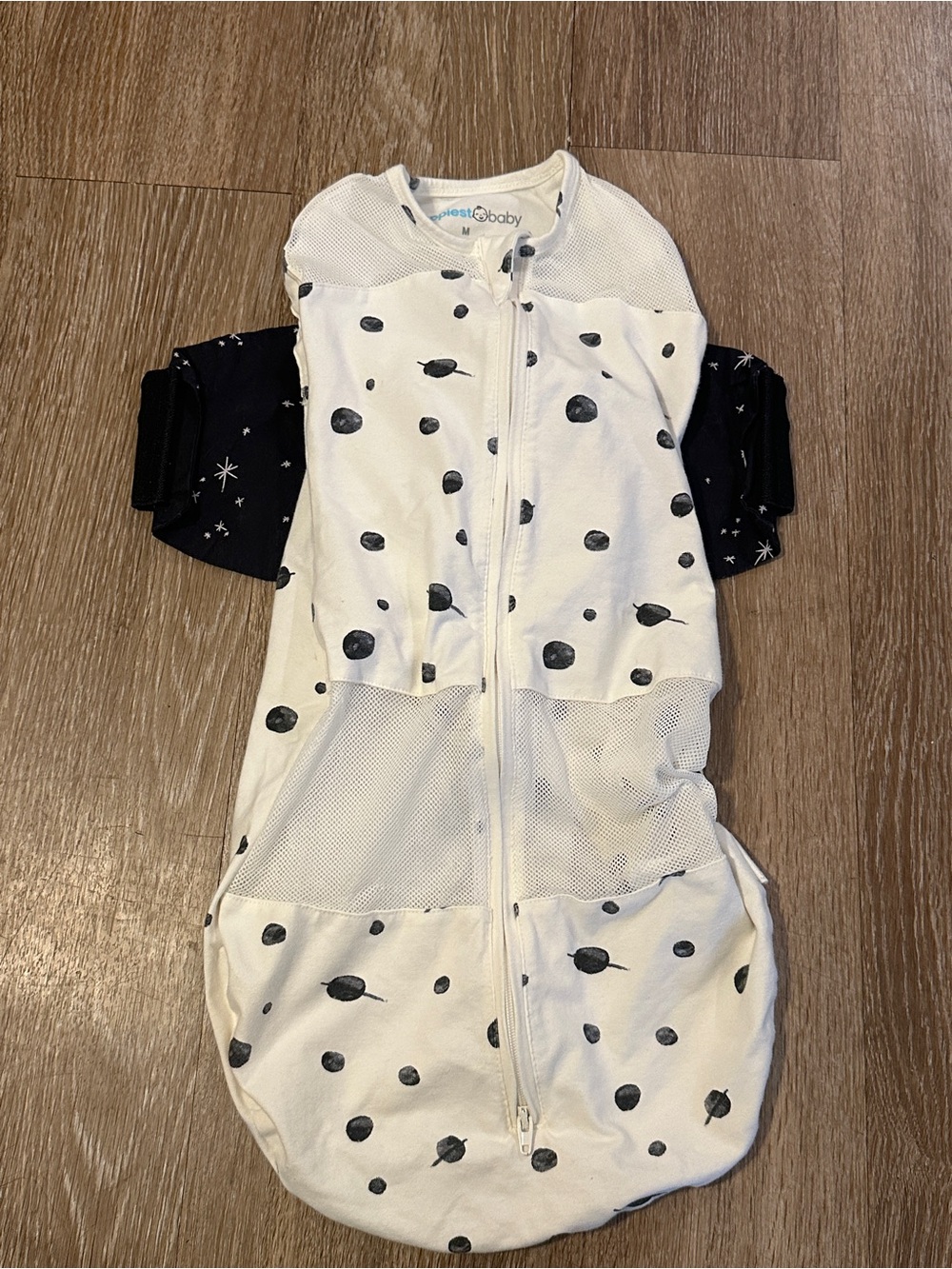 White & Navy Planet Dot Sleep Sack - Unbranded